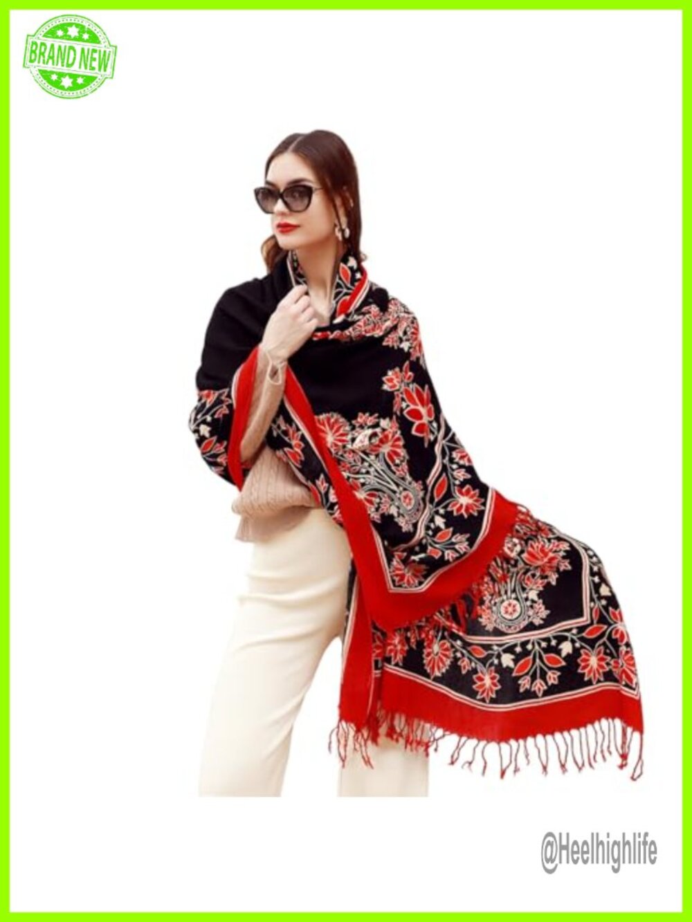 Oversized 100% Merino Wool Pashmina Wrap Shawl Travel Blanket